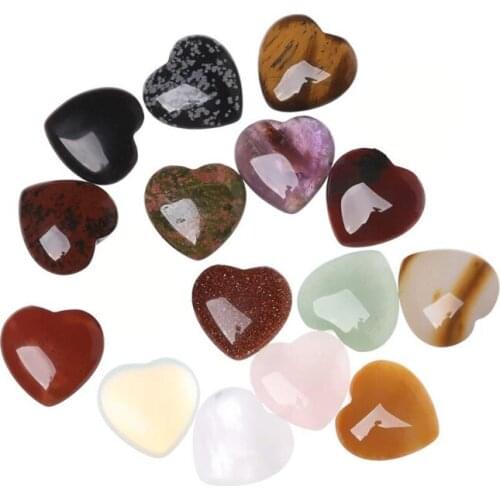 M89F 15 Pcs Gemstones Heart Love Stones Crystals Healing Stones Set Natural Polished Peace Love Rose Quartz Home Decoration