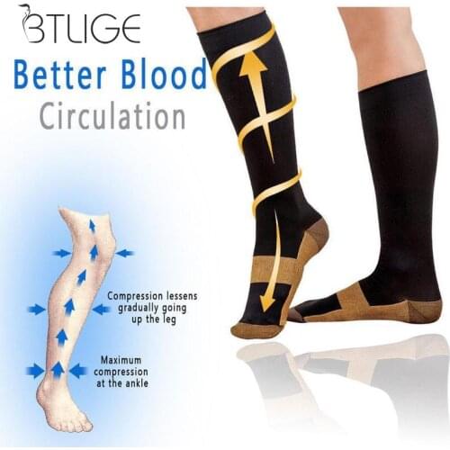 Antifatigue Men High Compression Socks Flight Travel Anti-fatigue Knee High Stockings Sports Sock Compression proctection