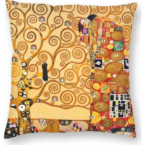 Gustav Klimt Cushion Cover Double-sided Printing The Tree Of Life Floor Pillow Case For Car Fashion Pillowcase Home Decoration