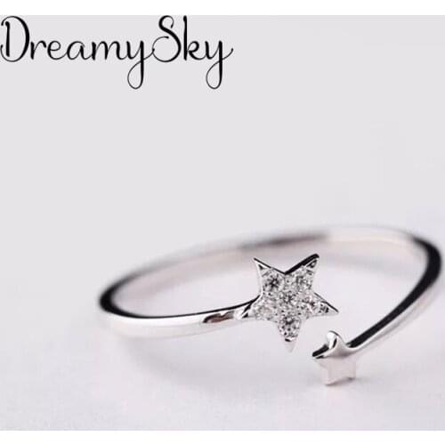 New Arrivals Vintage Crystal Star Rings For Women Large Adjustable Size Finger Ring Fashion Charm Jewelry Valentines Day Gift