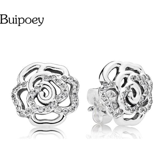 Buipoey New Earrings For Women Rhinestone Clover Daisies Earrings Fashion Jewelry Couples Lovers Stud Earrings Womens Mens
