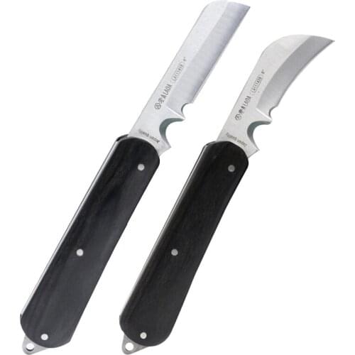 LAOA Stainless Steel Cable Cutter Wire Strippers Professional Electrician Knife Tools wooden handles Folding Knife