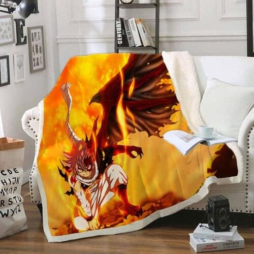 Fairy Tail Funny Character Blanket 3D Print Sherpa Blanket on Bed Home Textiles Dreamlike Style 13