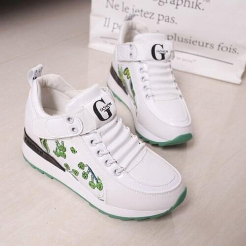 Autumn New Shoes Women Platform Sneakers Leather White zapatos de mujer Laides Chunky footware Thick Bottom Female Shoes U21-66