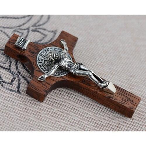 Cross Man Pendant S925 silver inlaid mahogany pendant for man Unisex Jesus imported from Thailand