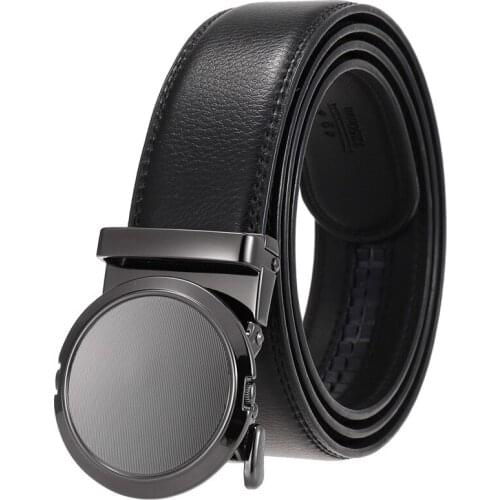 New Round Buckle Male Belt Automatic Buckle Belt PU Leather Belts For Men Ratchet Fashion wholesale free shipping