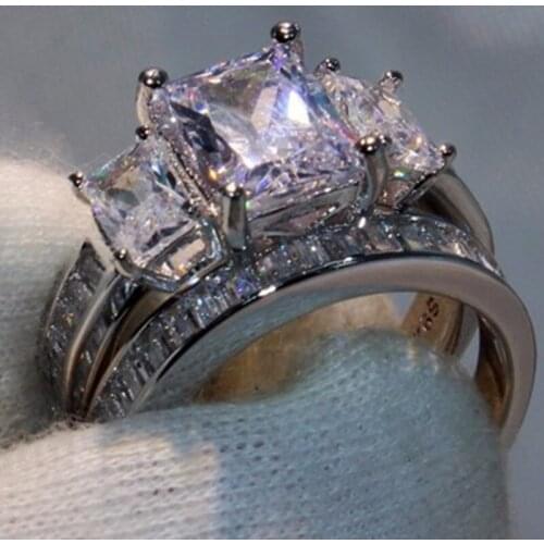 Luxury Classical Vintage Style Wedding Rings Rhodium Micro Pave Romantic Zircon Wedding Party Jewelry