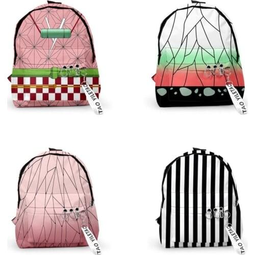 Demon Slayer: Kimetsu no Yaiba Backpacks Canvas Bags Kamado Tanjirou Nezuko Cosplay Backpack Schoolbag Camping Bag
