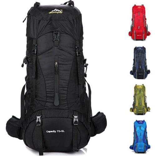 75L High Capacity Outdoor Climbing Backpack,Unisex Waterproof Nylon Camping Rucksack,Breathable Sport Travel Bag With Rain Cover