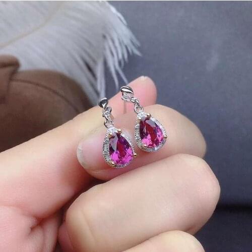Natural Garnet Pink Drop Earrings S925 Fine Fashion Luxury New Jewelry Suitable for Wedding and Party Women MeiBaPJFS