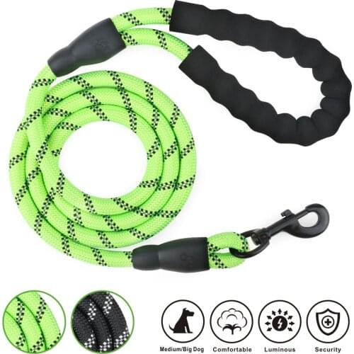 Large Dog Reflective Rope Durable Large Dog Leash Walking Big Dog Collar Strengthen Traction Harness Round Nylon Medium Dog Lead