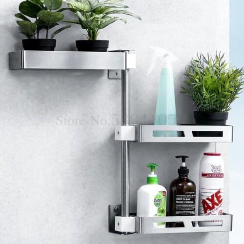 Nail-free corner kitchen rack storage rack 304 stainless steel wall hanging rotating seasoning rack