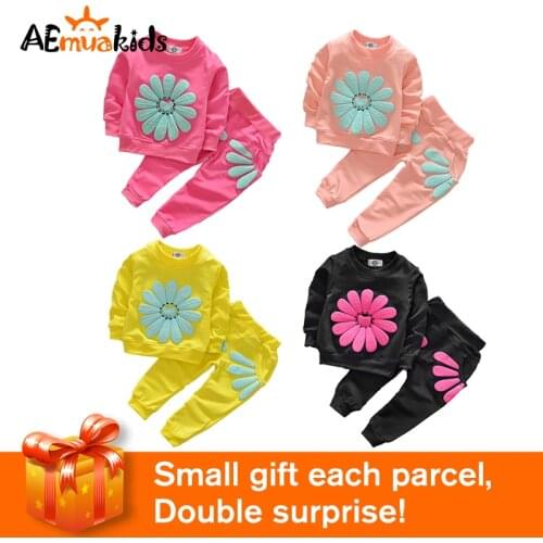 Spring and Autumn Baby Girl Floral Clothing Set Sports Suit Children Christmas Outfits Girls Tracksuit Clothes T-shirt&pant