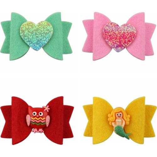 1 PC Girls Bows Clips Glitter Hairpins Unicorn Barrettes Non-woven Hairbow Sweet Soft Spring Headwears Children Kids Hairgrips