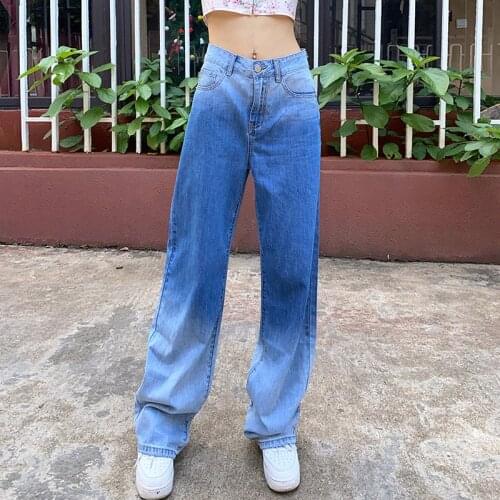 Women Slim High Waist Micro Trumpet Gradient Ankle Length Denim Pants Casual Streetwear Jeans For Women Trouser Female 2021