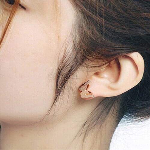 2021 New Butterfly Earrings Rose Gold Color Stainless Steel Stud Earrings For Women Child Frosted Butterfly Cartilage Ear Studs