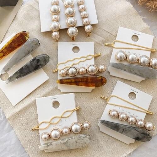 1 Set Fashion Korea Style Metal Gold Pearl Irregular Hair Clips Women Hairpin Girls Hairpins Barrette Hairgrip Hair Accessorie