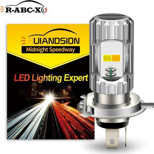 RUIANDSION 1Pcs H4 9003 HB2 HS1 P43T White Yellow Switchback Car Fog Light Motorcycle Headlight 2000Lm 12V-85V 24V 48V 50V 60V