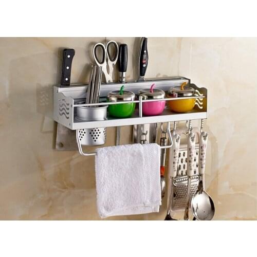 1PC Space Aluminium Kitchen Shelf, kitchen rack Cooking Utensil Tools Hook Rack kitchen Holder & Storage KF 2002