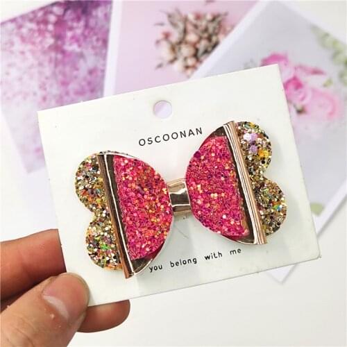 1PCS Lovely Golden Leather PVC Glitter 2.5 Inch Bow Elastic Hair Bands Hairpins Dance Party Korean Hair Accessories For Baby NEW