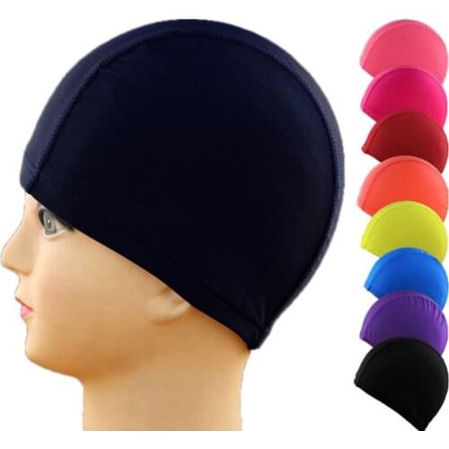 1PC Men Women Children Solid Color Sporty Ultrathin Bathing Caps Protect Ears Long Hair Swimming Tools