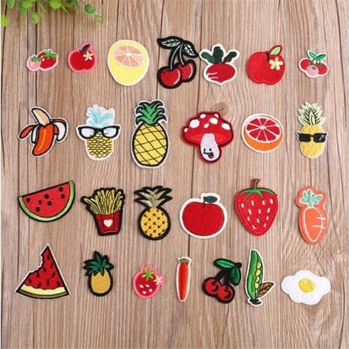 10Pcs Cute Fruit Applique Clothing Embroidery Patch Fabric Sticker Iron On Patch Craft Sewing Repair Embroidered BD0418