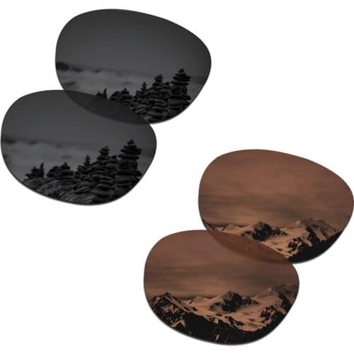 SmartVLT 2 Pairs Polarized Sunglasses Replacement Lenses for Oakley Garage Rock Stealth Black and Amber Brown