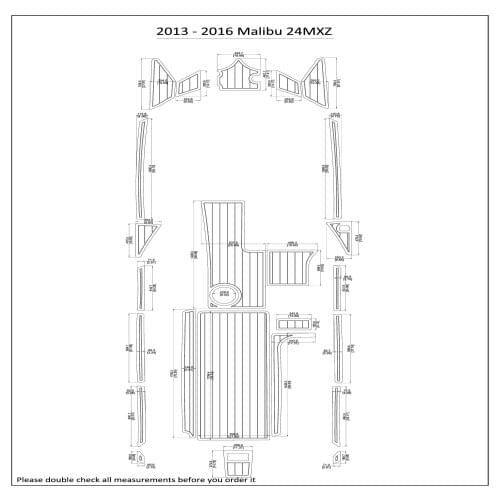 2013 - 2016 Malibu 24MXZ Cockpit Pad Boat EVA Teak Decking 1/4" 6mm