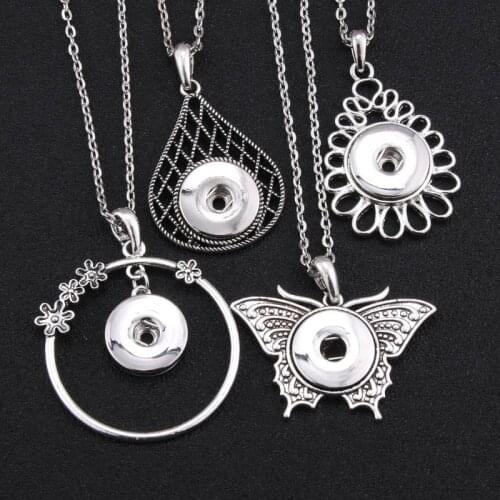 2019 New Snap Jewelry Pendants Owl Tree Of Tree Snap Button Necklace with Chains fit 18mm Snap Button Jewelry For Women