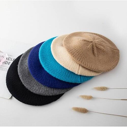 2020 Fashion Knited Hat Berets French Artist Beret Women Autumn Winter Painter Hat Solid Girls Berets Female Warm Walking Cap