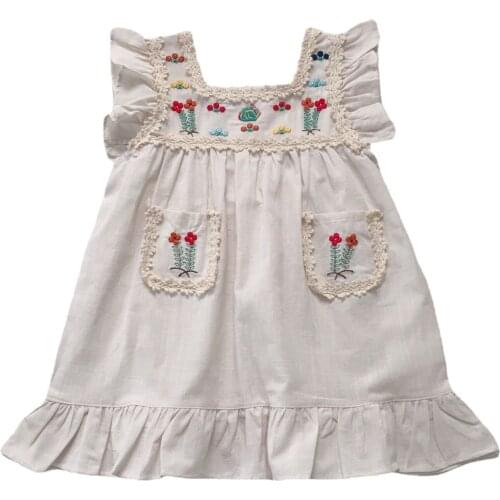 2021 Summer Casual Solid Girls Dress Cartoon Kids Dresses For Girls High Quality Fashion Girl Clothes