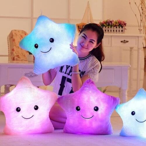 Creative Luminous Pillow Stars Stuffed Plush Toy Glowing Colorful Cushion Led Lights Birthday Gifts Toys For Kids Children Girls