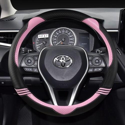 37-38CM Car Steering Wheel Cover Non-slip PU Leather for Toyota Corolla Camry Rav4 Auris Prius Yalis Avensis auto accessories