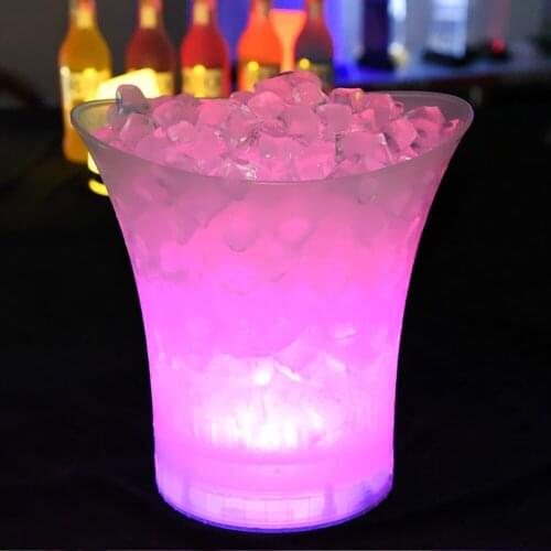 5L Rechargeable LED Champagne Ice Buckets Wine Drinks Ice Cooler Beverage Beer Wine Bottle Holder Bar Nightclub Party Tools