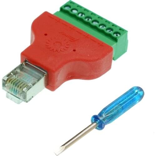 5pcs color RJ45 to Screw Terminal Adaptor RJ45 to terminal block adapter RJ45 Male to 8 Pin connector RJ45 splitter