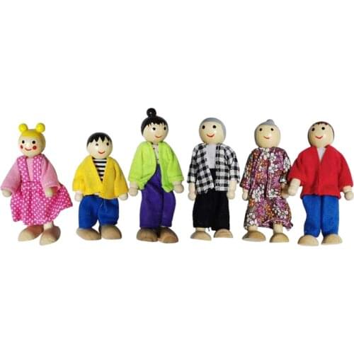 6PCS Family Puppet Dolls Cute Wooden Puppets Educational Wooden Toys For Kids Housewarming Gift Housewarming Gift Wedding Gift
