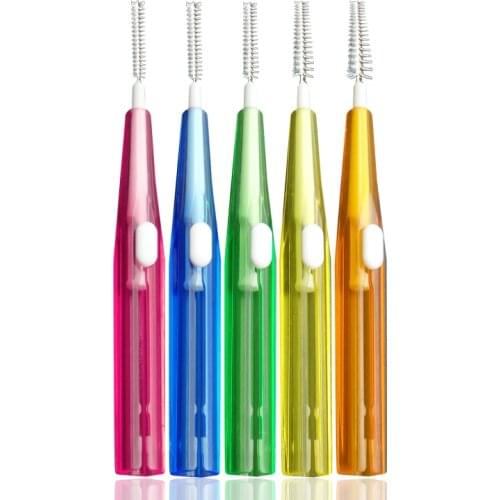 60 Pcs Push-Pull Interdental Brush Gum Interdental Tooth Brush Orthodontic Wire Brush Toothbrush Oral Care Toothpick Oral Care