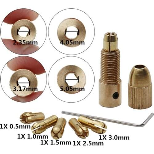 7Pcs Brass Micro Twist DIY Hobby Model Tool Mini Metal Chuck Drill Collets Set Simple Operation Durable Sturdy Drill Chuck