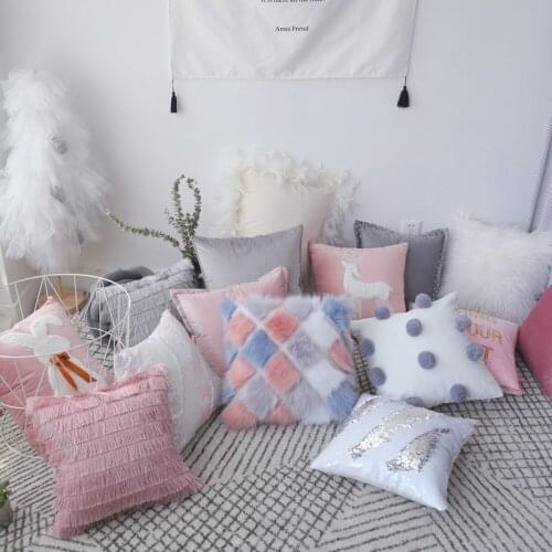 Pillow Covers Decorative Plush Cushion Cover 45X45 For Bedroom Sofa Home Decor Throw Pillo wcase Luxury Plush Cushion Cover