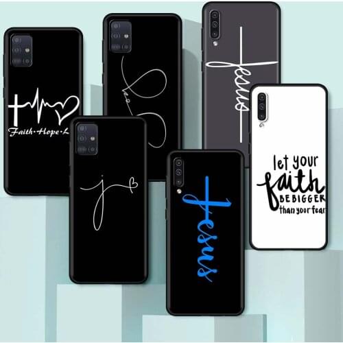 Case for Samsung Galaxy A51 A71 A21s A12 A52 A32 5G A31 Soft Shell A41 A02s A11 Black Phone Cover Coques Faith Christian Jesus