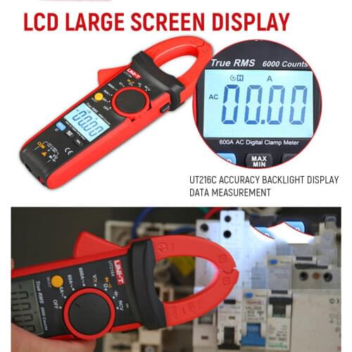 UNI-T UT216 Digital Clamp Meter True RMS 600A Automatic Range Ammeter DC AC Current Voltage Multimeter With Flashlight