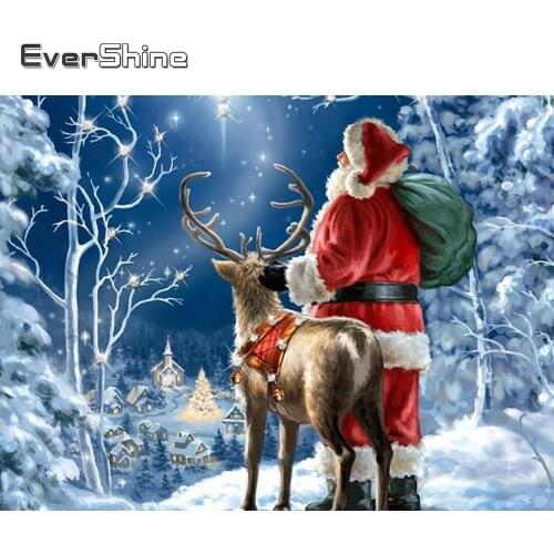 Evershine Diamond Painting Christmas Embroidery Rhinestones Diamond Mosaic Cross Stitch Kit Diamond Embroidery Winter Stickers