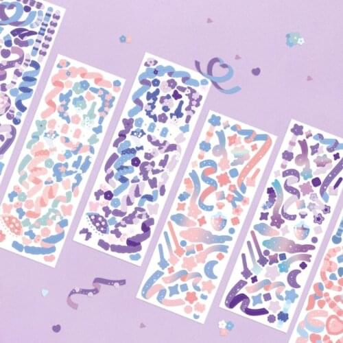 Creative Self-Adhesive 3D Scrapbooking Stickers Compatible with Lase Ink Pink/Purple Ribbon Sticker Book Mug Decoration J60B