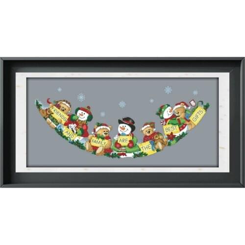 DreampatternThe best gifts tree skirt cross embroidery kit snowman pattern 18ct 14ct 11ct deep gray canvas Cross-stitch craft