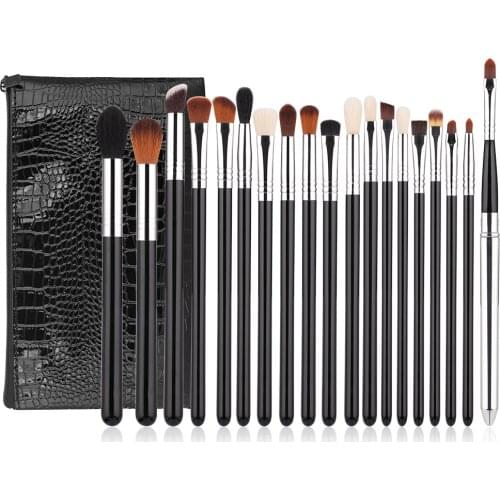 Professional 19 Pcs Eyes Makeup Brushes Set Natural Brush Hair Lip Eye Shadow Blending Eyeliner Eyebrow Smokey Shade Brush Kit