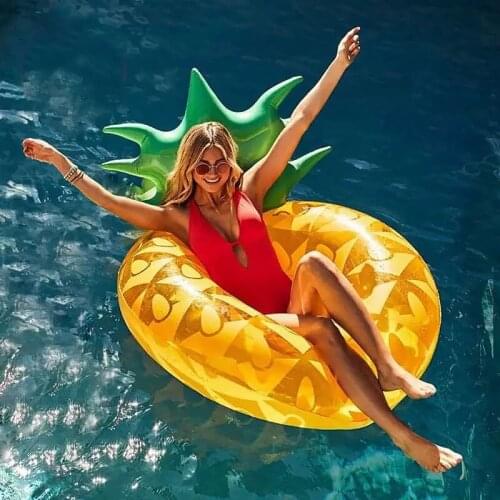 Pineapple Inflatable Swimming Ring Large Life Buoy Hawaii Summer Fun Pool Beach Party Decoration Supplies Kids Adult Float Toys