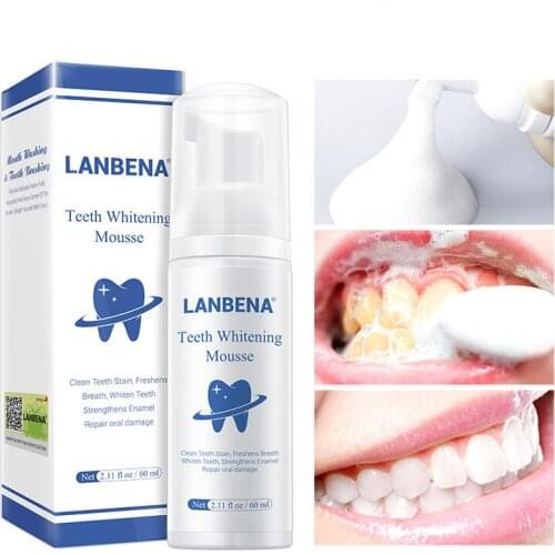 Natural Herbs Teeth Whitening Mousse Oral Cleaning Tooth Bleaching 60ml Remove Oral Odor Effectively Treat Tobacco Teeth