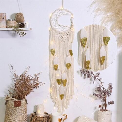 Nordic Style Semicircle Home Decor Beige Handmade Wall Hanging Feather Ornament Children Kid Girl Gifts Living Room Decoration