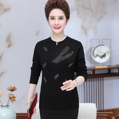 2020 New Middle-aged Womens Winter Sweaters Pullovers Plus Size o-neck Bottoming Sexy Wool Sweater Mother Dress Top