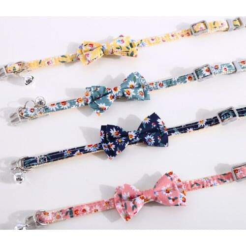 Bells Kitten Cat Collars Christmas Collar Cute Bow Tie Bell Rose Red Pink Light blue Puppy Small Dog Adjustable Accessories New